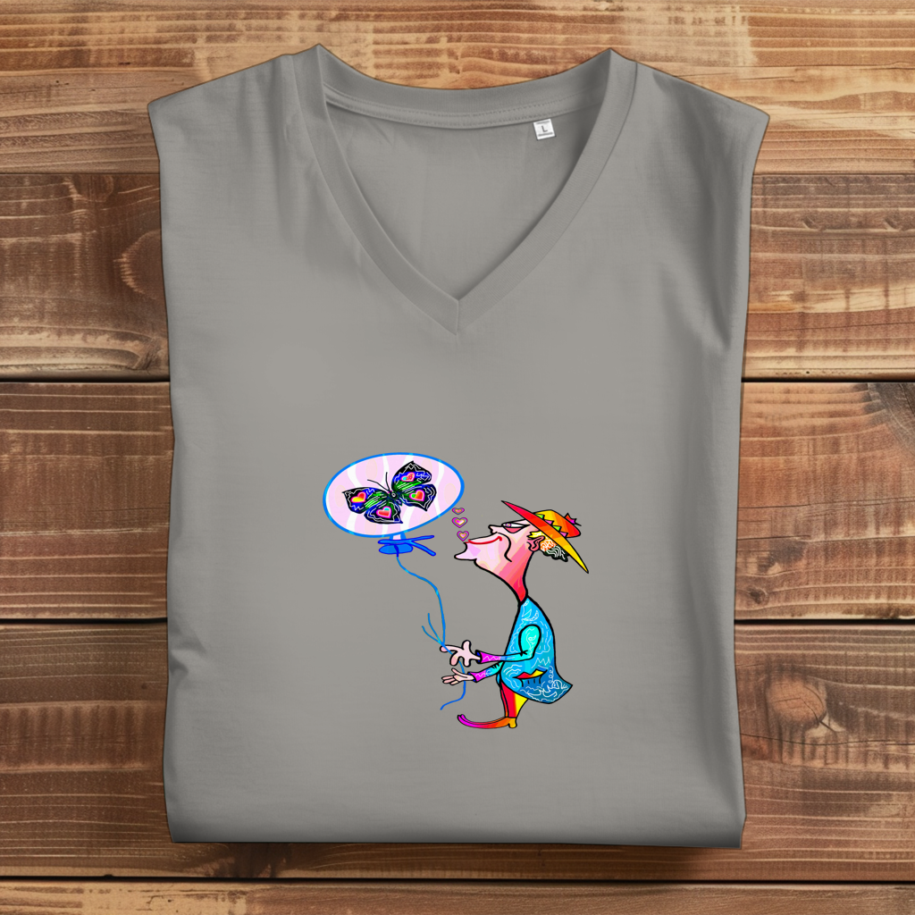 Damen Premium Bio V-Neck T-Shirt Ballonkünstler Manfred