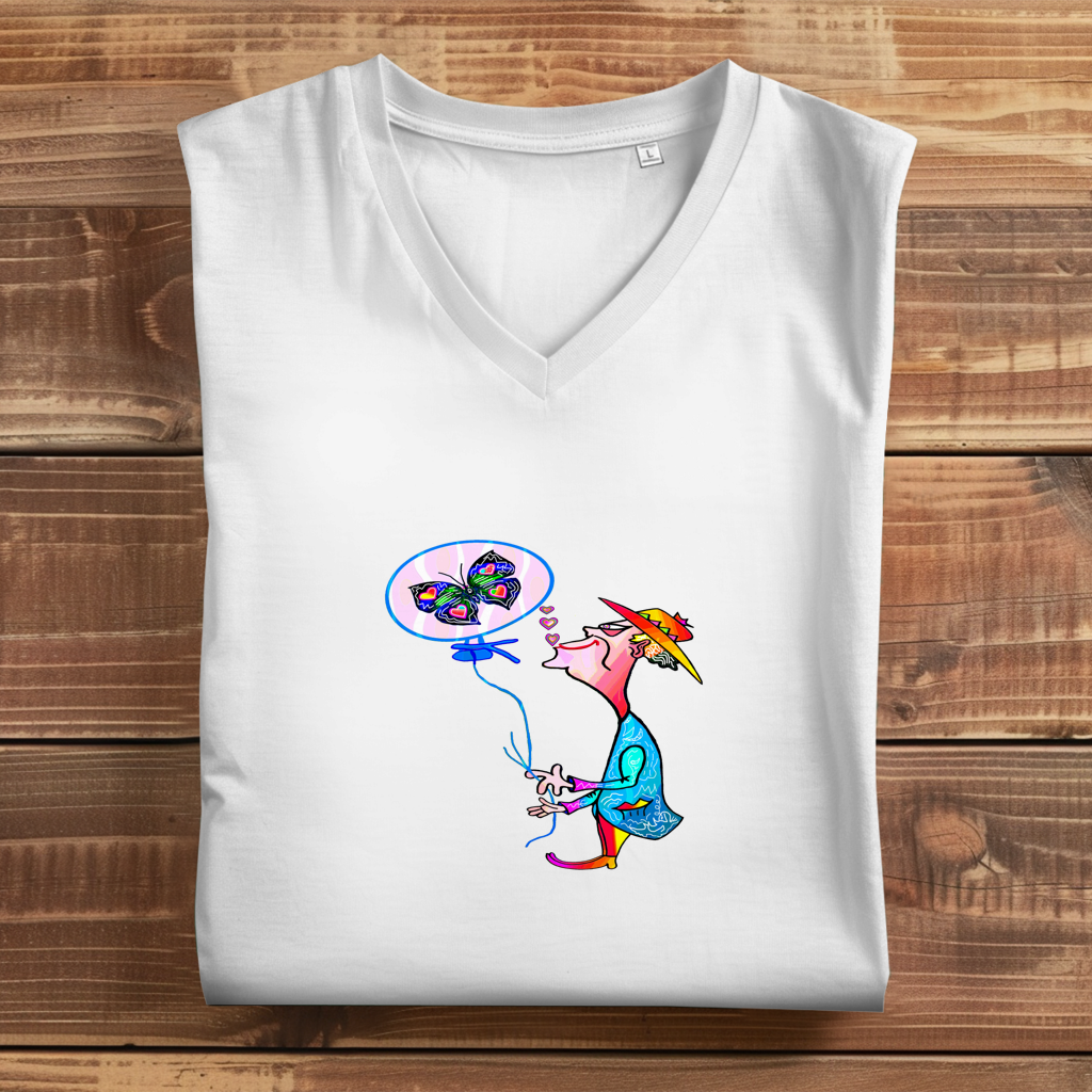 Damen Premium Bio V-Neck T-Shirt Ballonkünstler Manfred