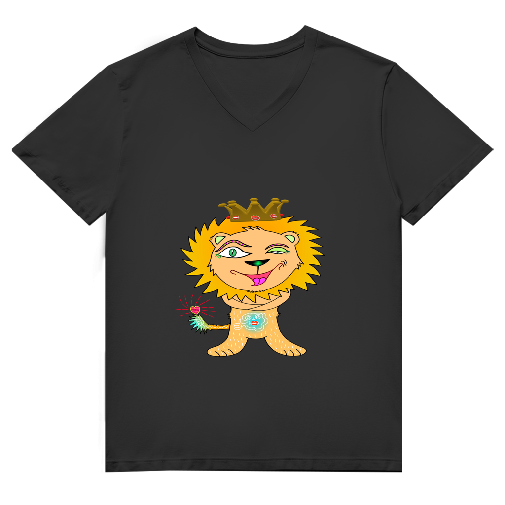 Herren Premium Bio V-Neck T-Shirt Löwen König