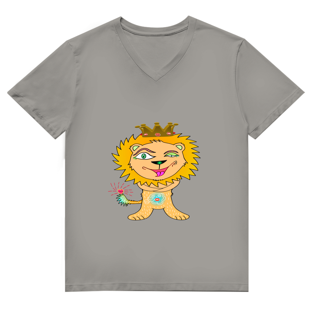 Herren Premium Bio V-Neck T-Shirt Löwen König