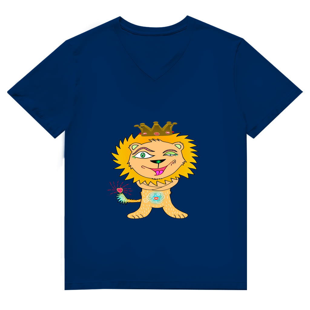 Herren Premium Bio V-Neck T-Shirt Löwen König