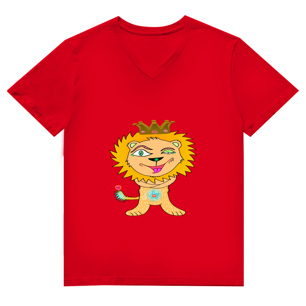 Herren Premium Bio V-Neck T-Shirt Löwen König