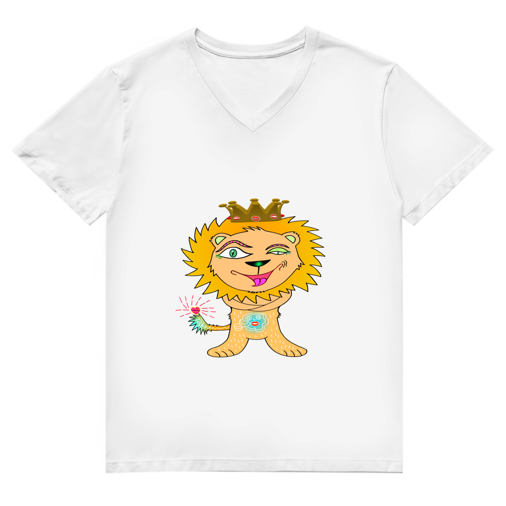 Herren Premium Bio V-Neck T-Shirt Löwen König
