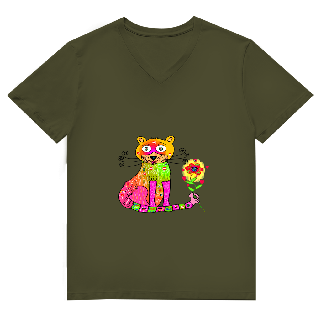 Herren Premium Bio V-Neck T-Shirt Cats best friend