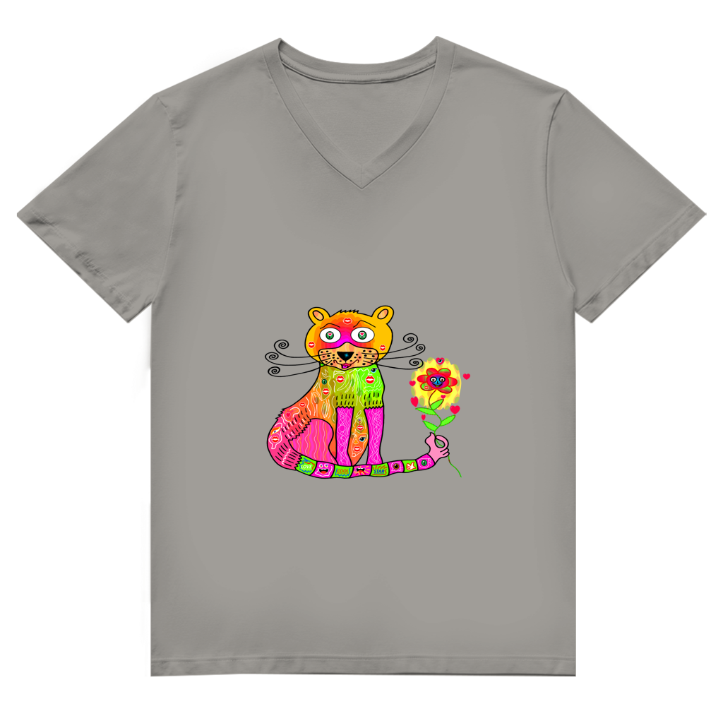 Herren Premium Bio V-Neck T-Shirt Cats best friend