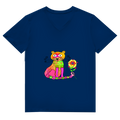 Herren Premium Bio V-Neck T-Shirt Cats best friend