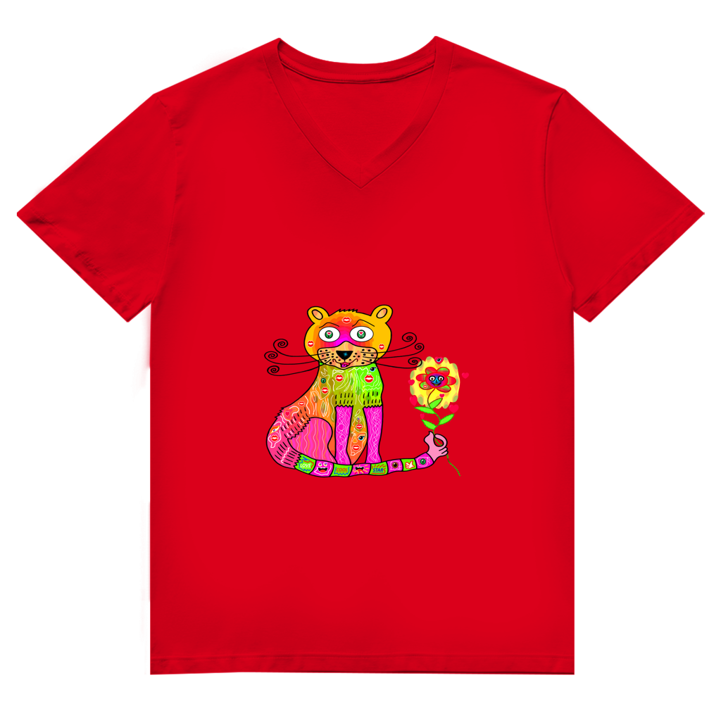 Herren Premium Bio V-Neck T-Shirt Cats best friend