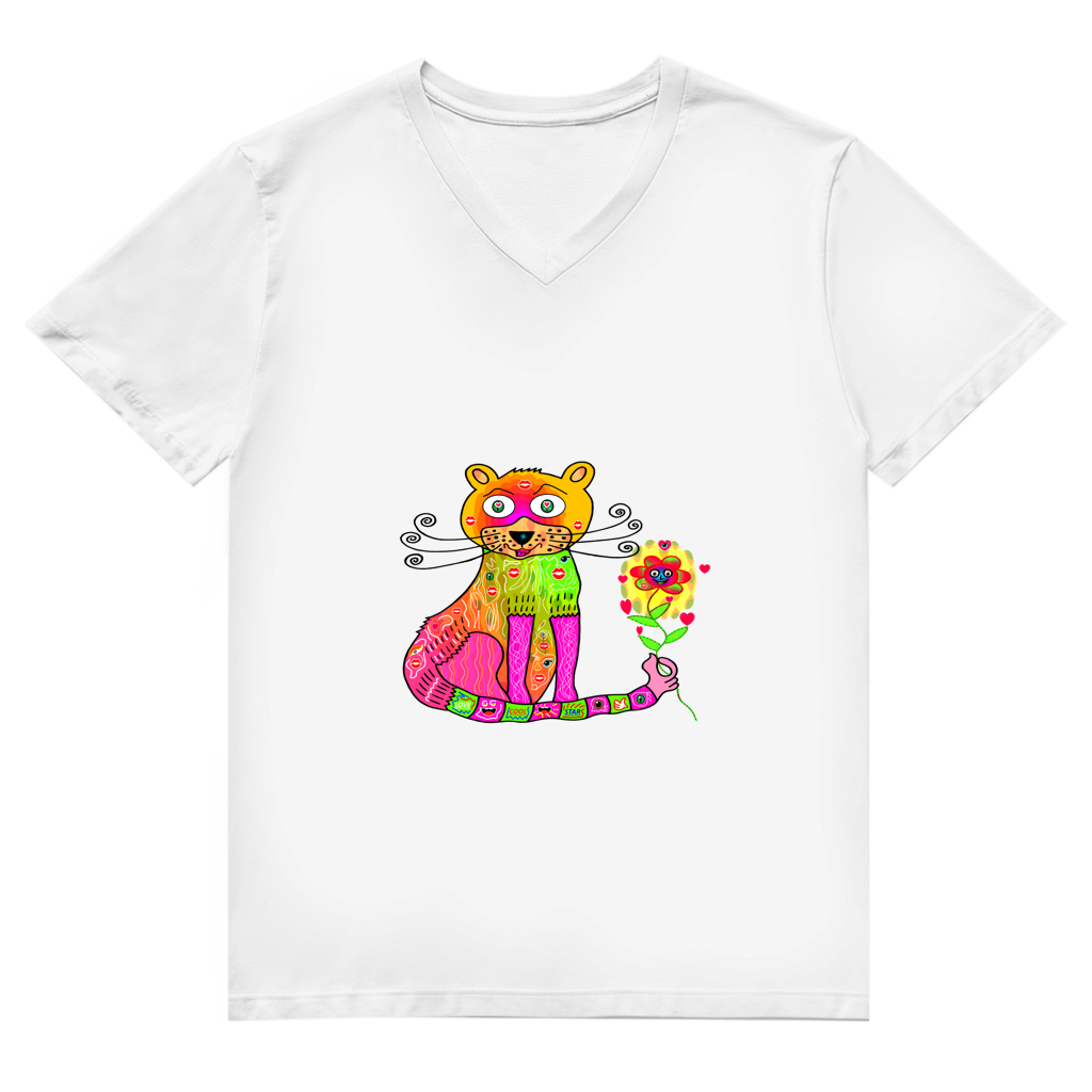 Herren Premium Bio V-Neck T-Shirt Cats best friend