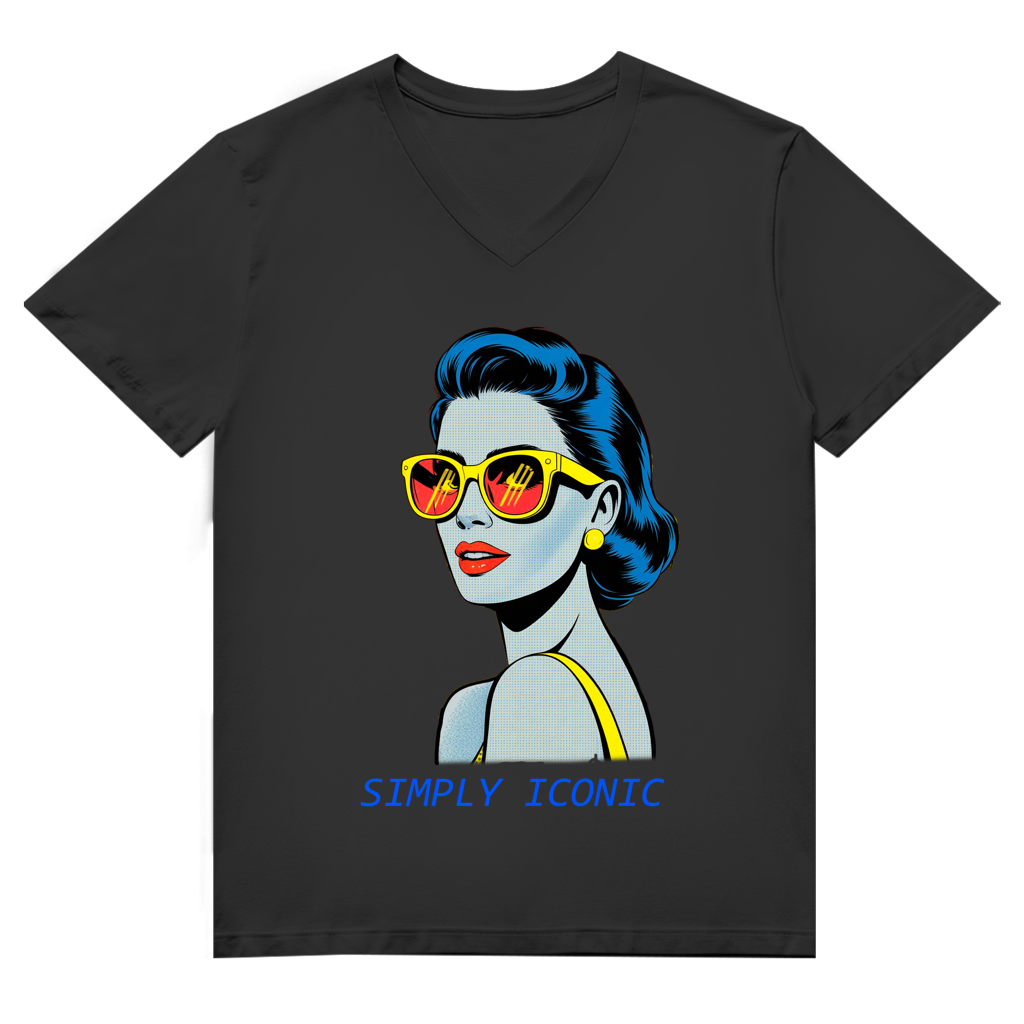 Herren Premium Bio V-Neck T-Shirt Frau mit Sonnenbrille
