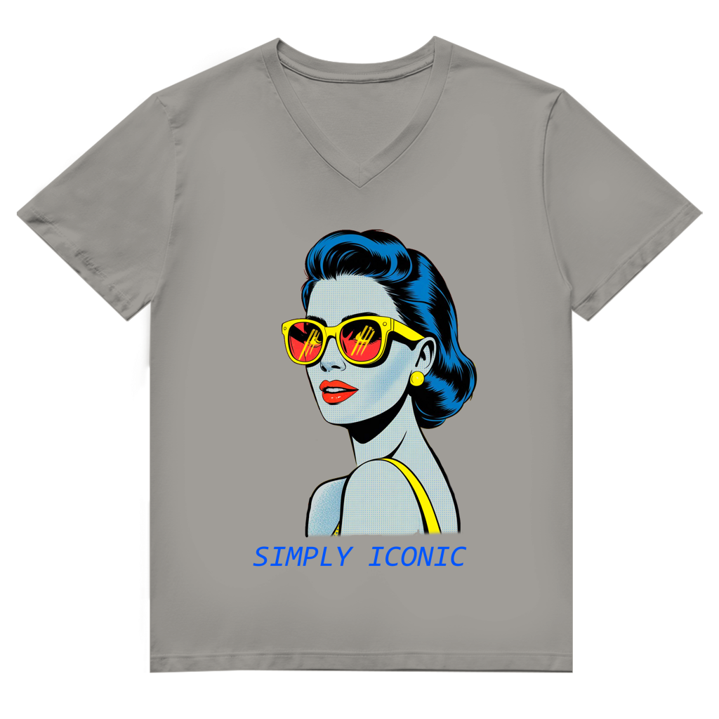 Herren Premium Bio V-Neck T-Shirt Frau mit Sonnenbrille