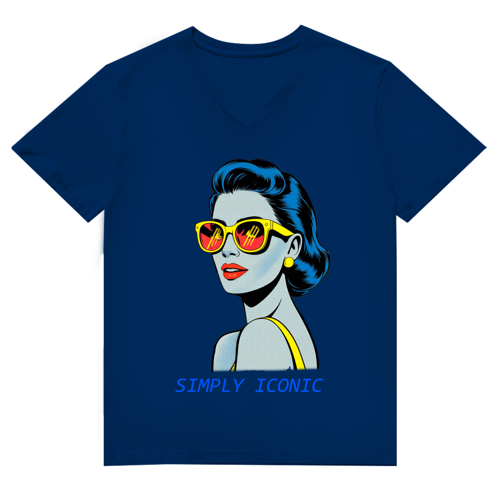 Herren Premium Bio V-Neck T-Shirt Frau mit Sonnenbrille