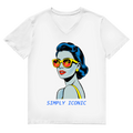 Herren Premium Bio V-Neck T-Shirt Frau mit Sonnenbrille