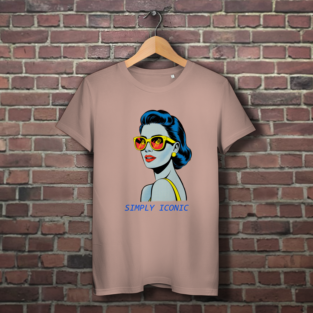 Damen Premium Bio T-Shirt Frau mit Sonnenbrille