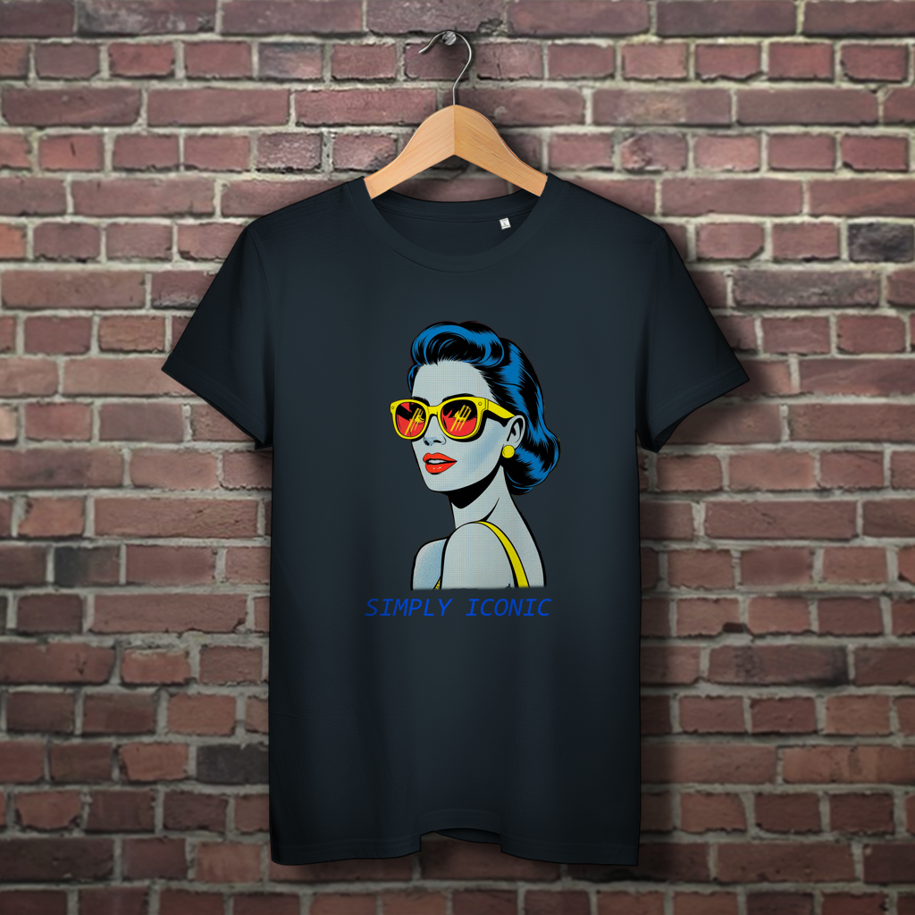 Damen Premium Bio T-Shirt Frau mit Sonnenbrille