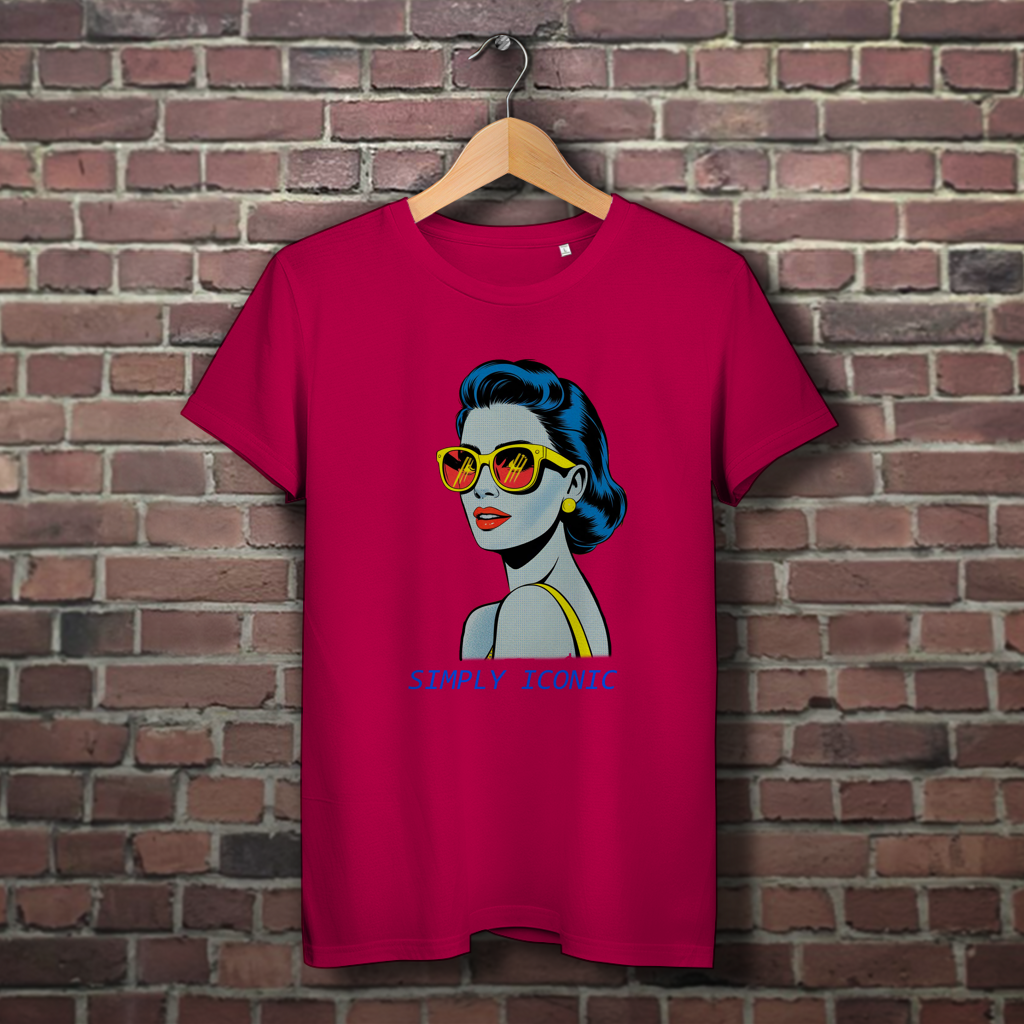 Damen Premium Bio T-Shirt Frau mit Sonnenbrille