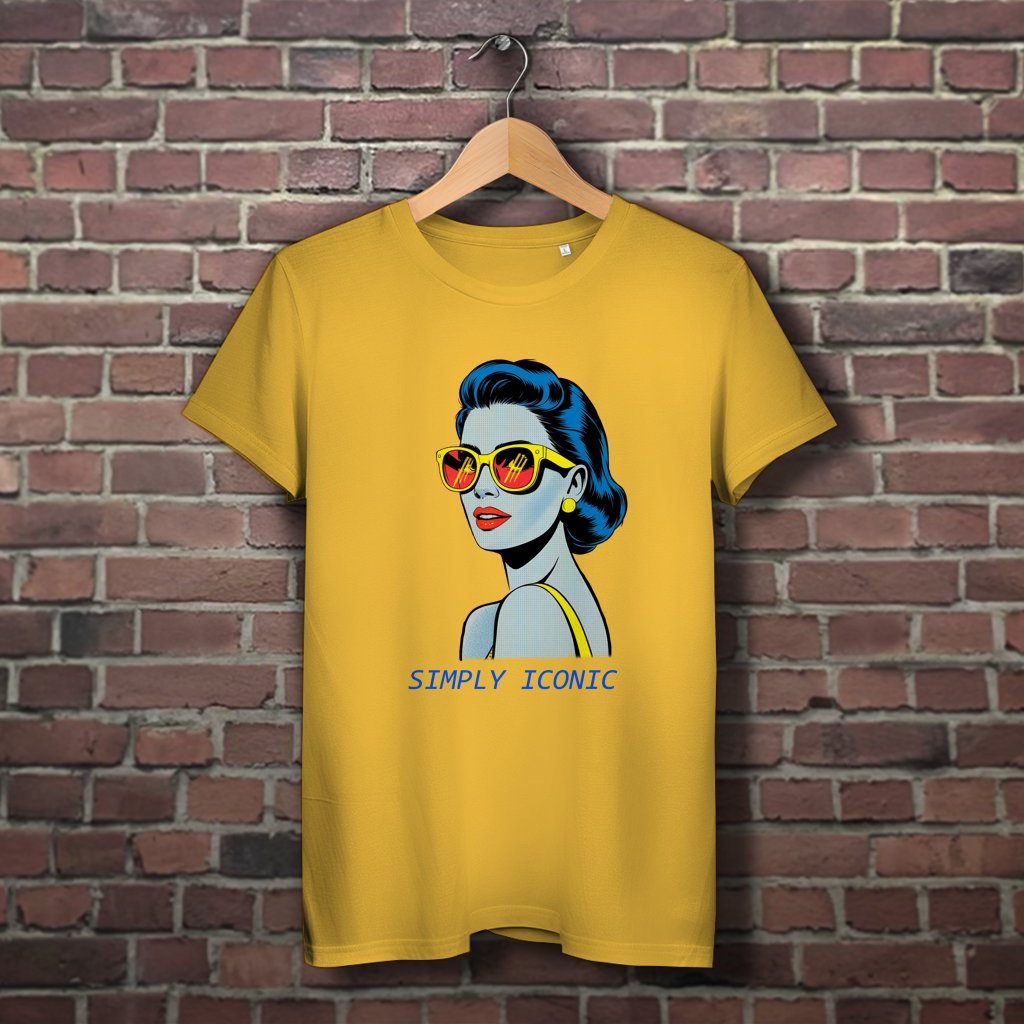 Damen Premium Bio T-Shirt Frau mit Sonnenbrille