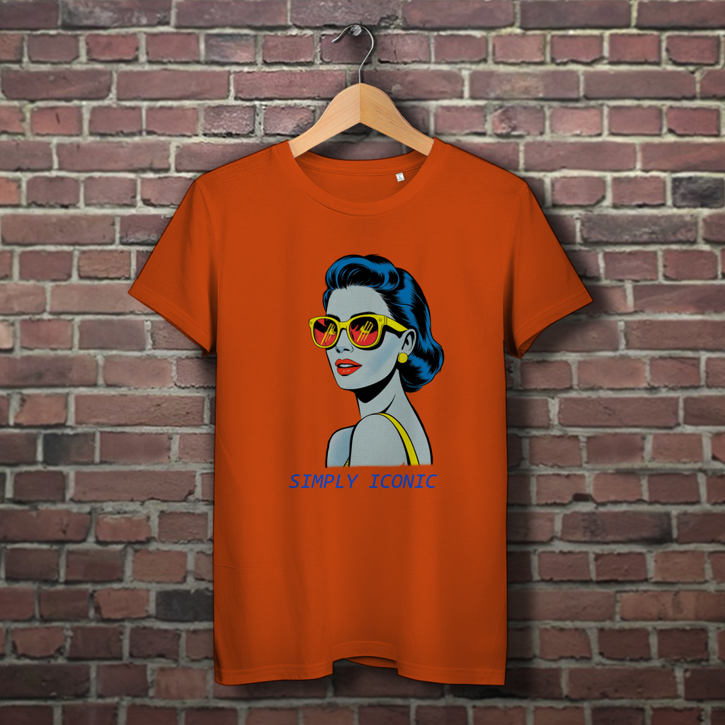 Damen Premium Bio T-Shirt Frau mit Sonnenbrille