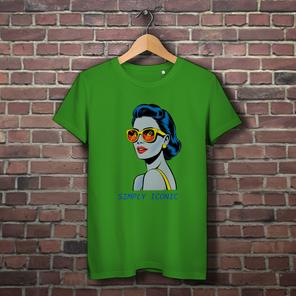 Damen Premium Bio T-Shirt Frau mit Sonnenbrille