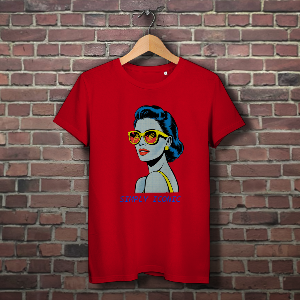 Damen Premium Bio T-Shirt Frau mit Sonnenbrille