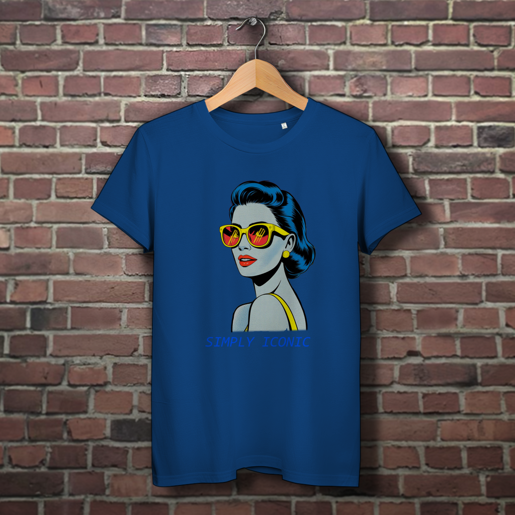Damen Premium Bio T-Shirt Frau mit Sonnenbrille