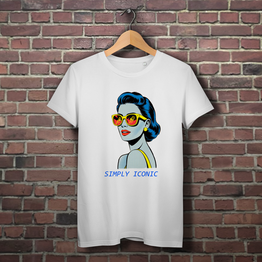 Damen Premium Bio T-Shirt Frau mit Sonnenbrille