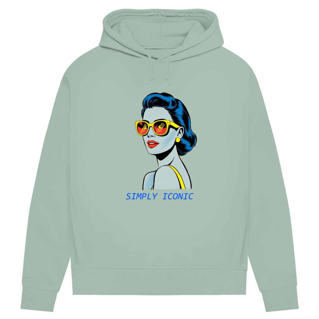 Damen Premium Bio Hoodie Frau mit Sonnenbrille