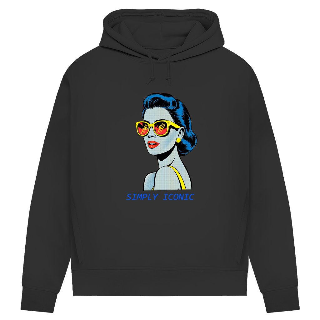 Damen Premium Bio Hoodie Frau mit Sonnenbrille