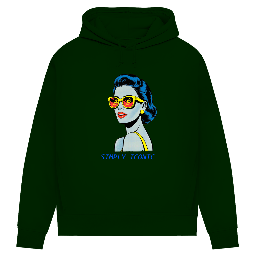 Damen Premium Bio Hoodie Frau mit Sonnenbrille