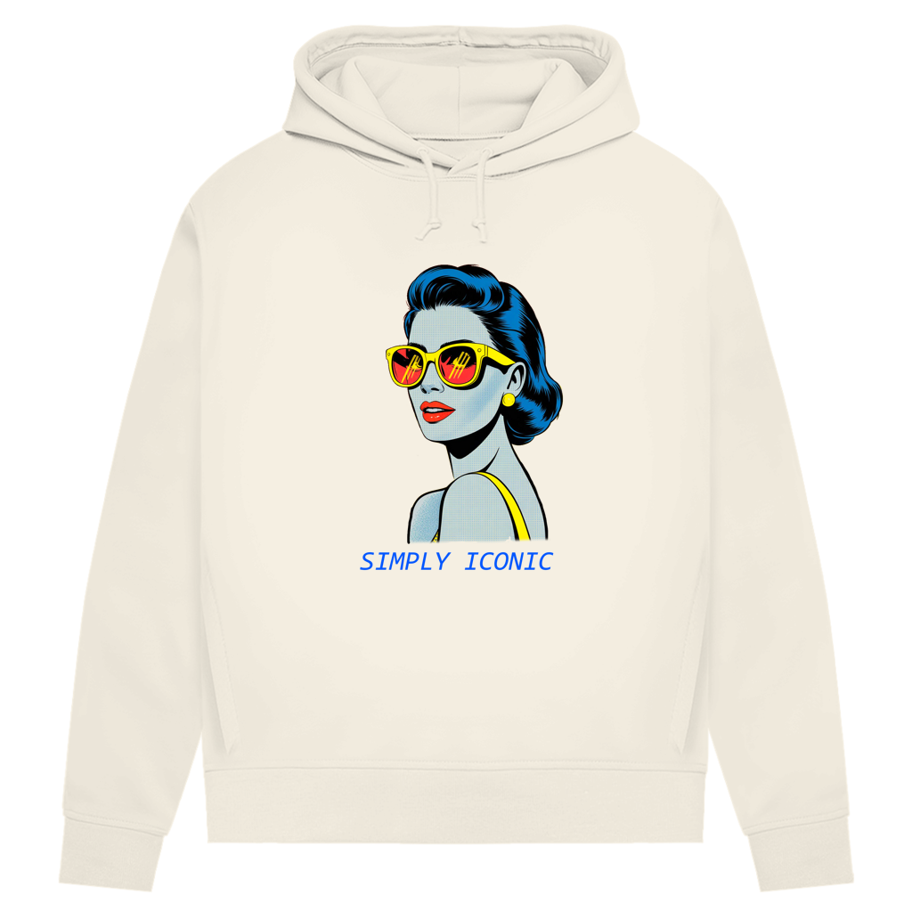 Damen Premium Bio Hoodie Frau mit Sonnenbrille