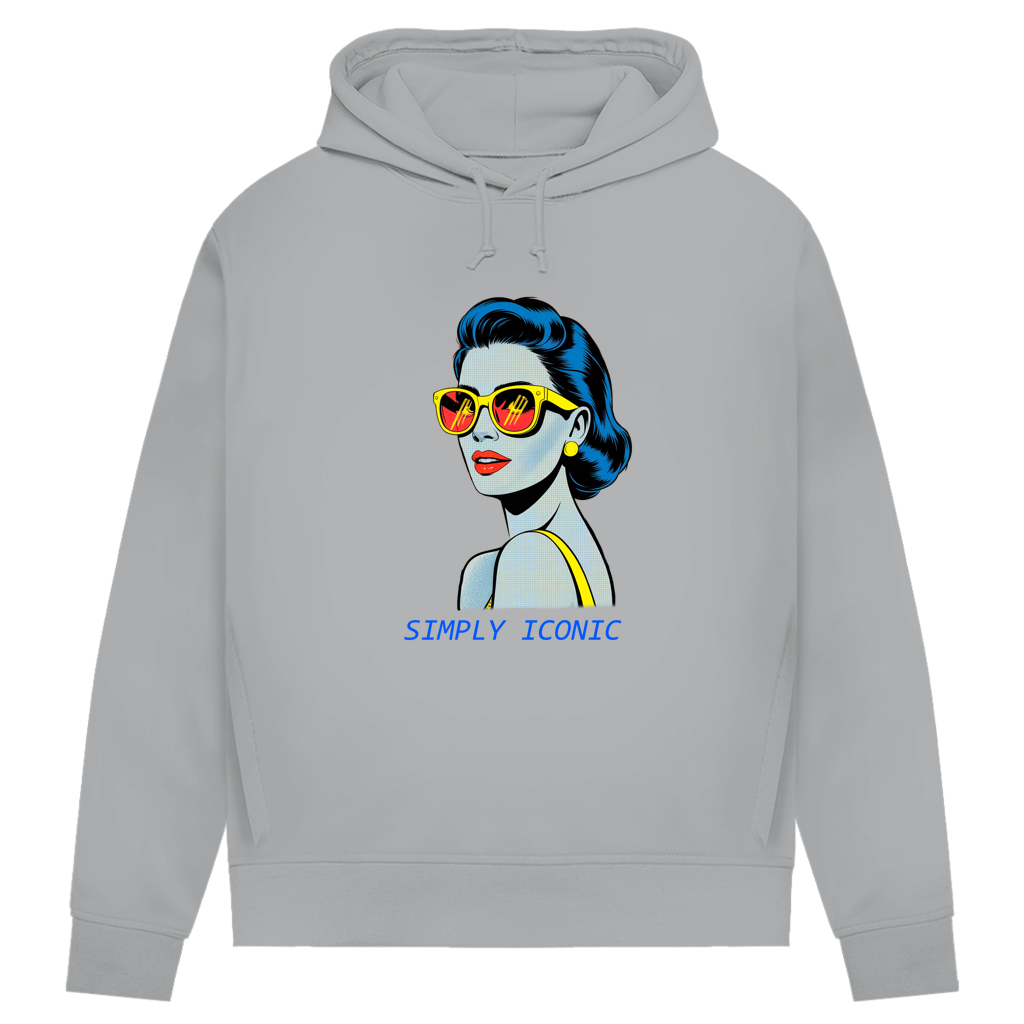Damen Premium Bio Hoodie Frau mit Sonnenbrille