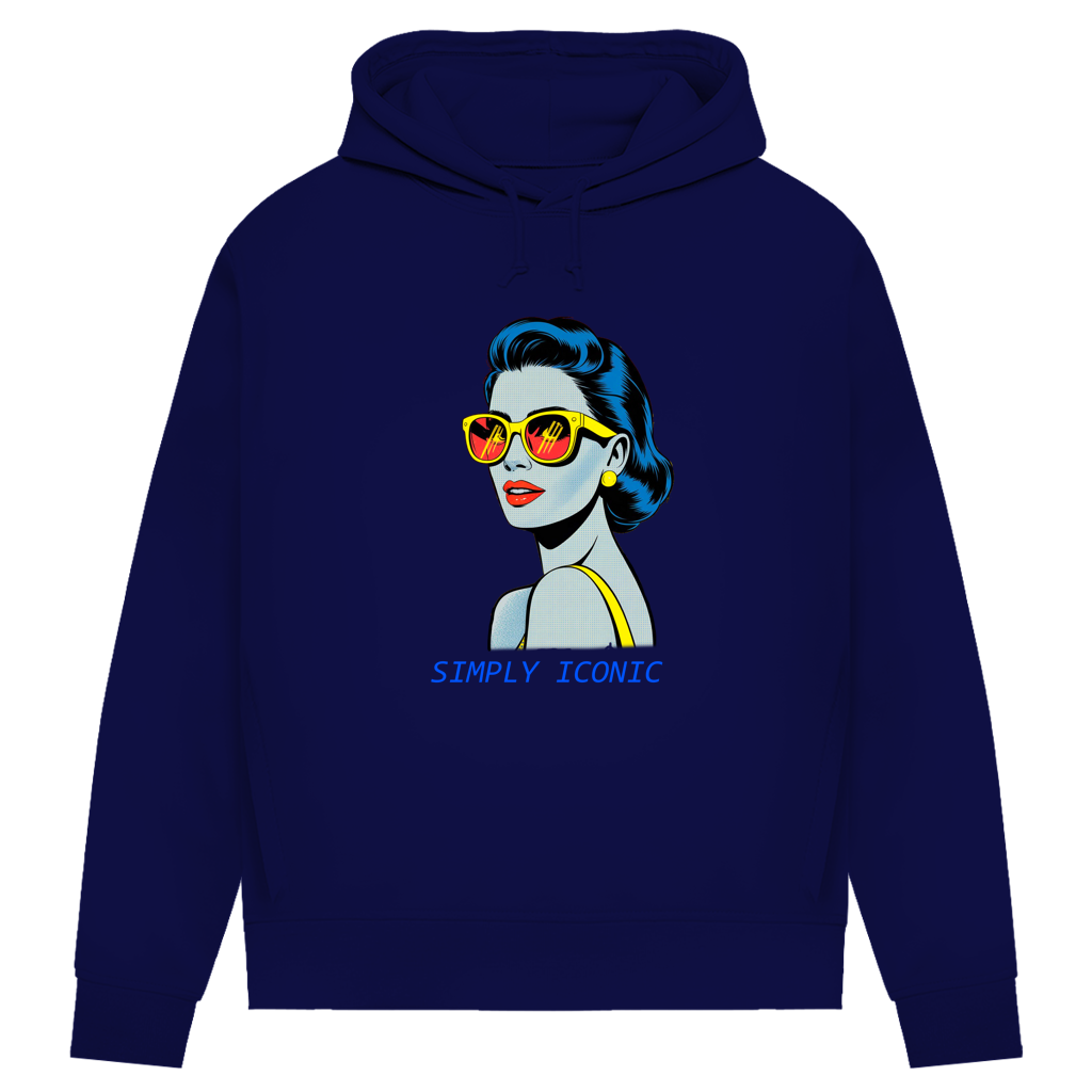 Damen Premium Bio Hoodie Frau mit Sonnenbrille