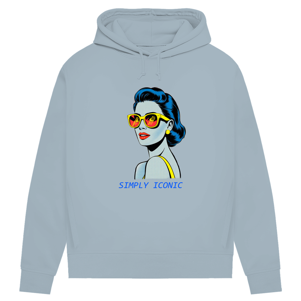 Damen Premium Bio Hoodie Frau mit Sonnenbrille