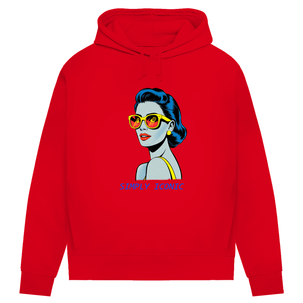 Damen Premium Bio Hoodie Frau mit Sonnenbrille