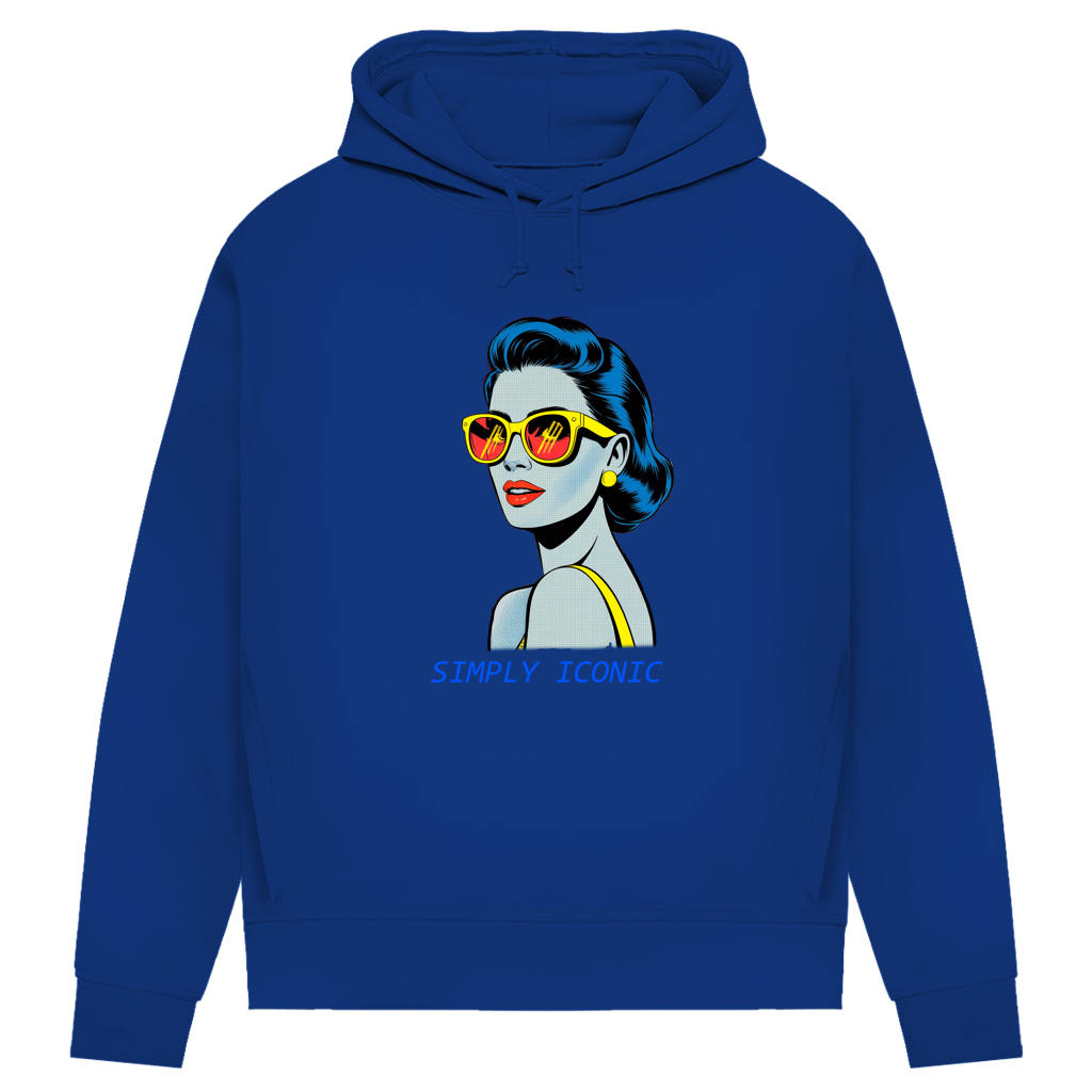 Damen Premium Bio Hoodie Frau mit Sonnenbrille