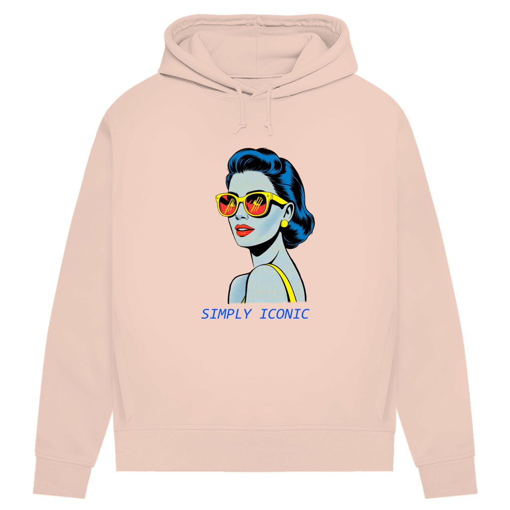 Damen Premium Bio Hoodie Frau mit Sonnenbrille