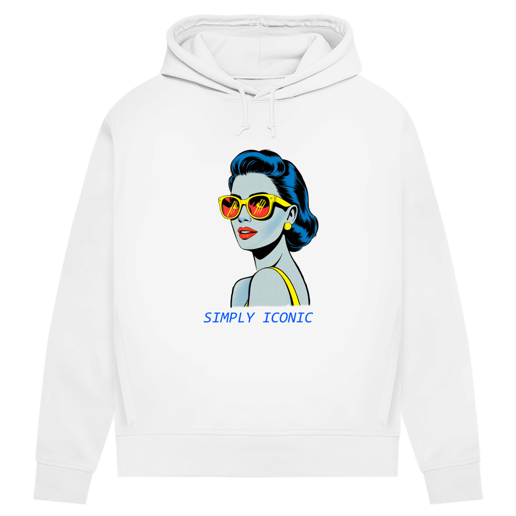 Damen Premium Bio Hoodie Frau mit Sonnenbrille