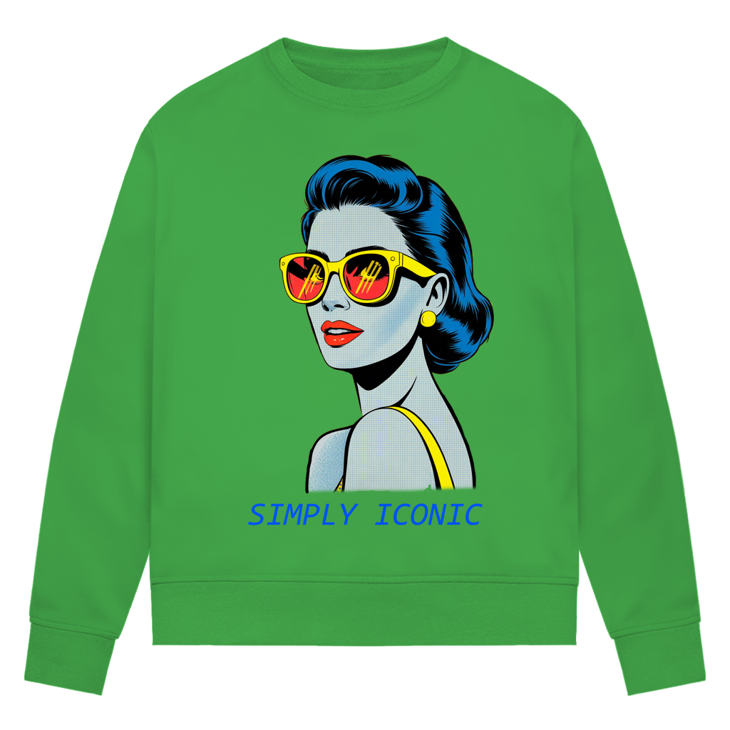 Damen Premium Bio Sweatshirt Frau mit Sonnenbrille