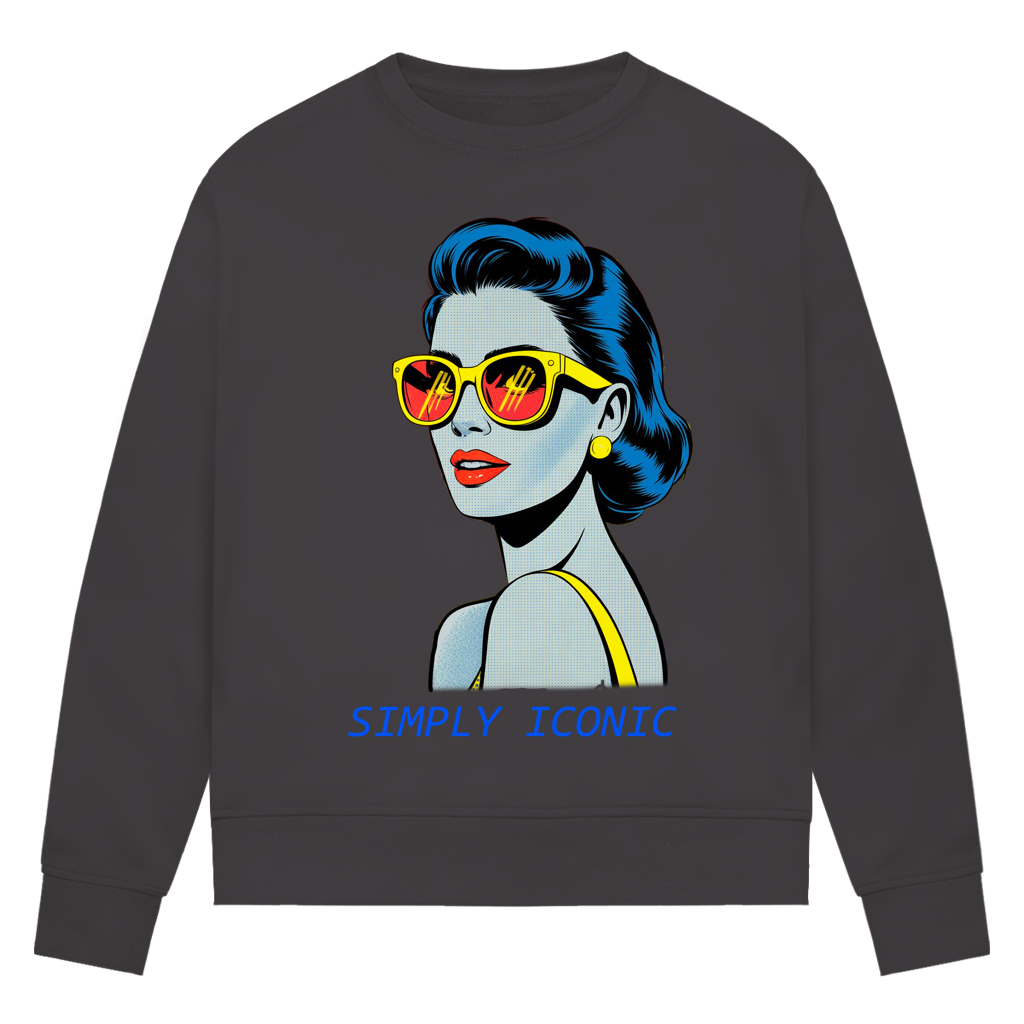 Damen Premium Bio Sweatshirt Frau mit Sonnenbrille