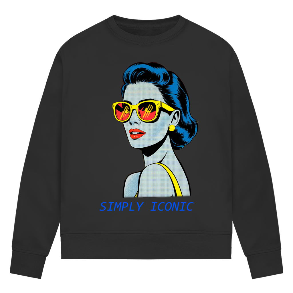 Damen Premium Bio Sweatshirt Frau mit Sonnenbrille