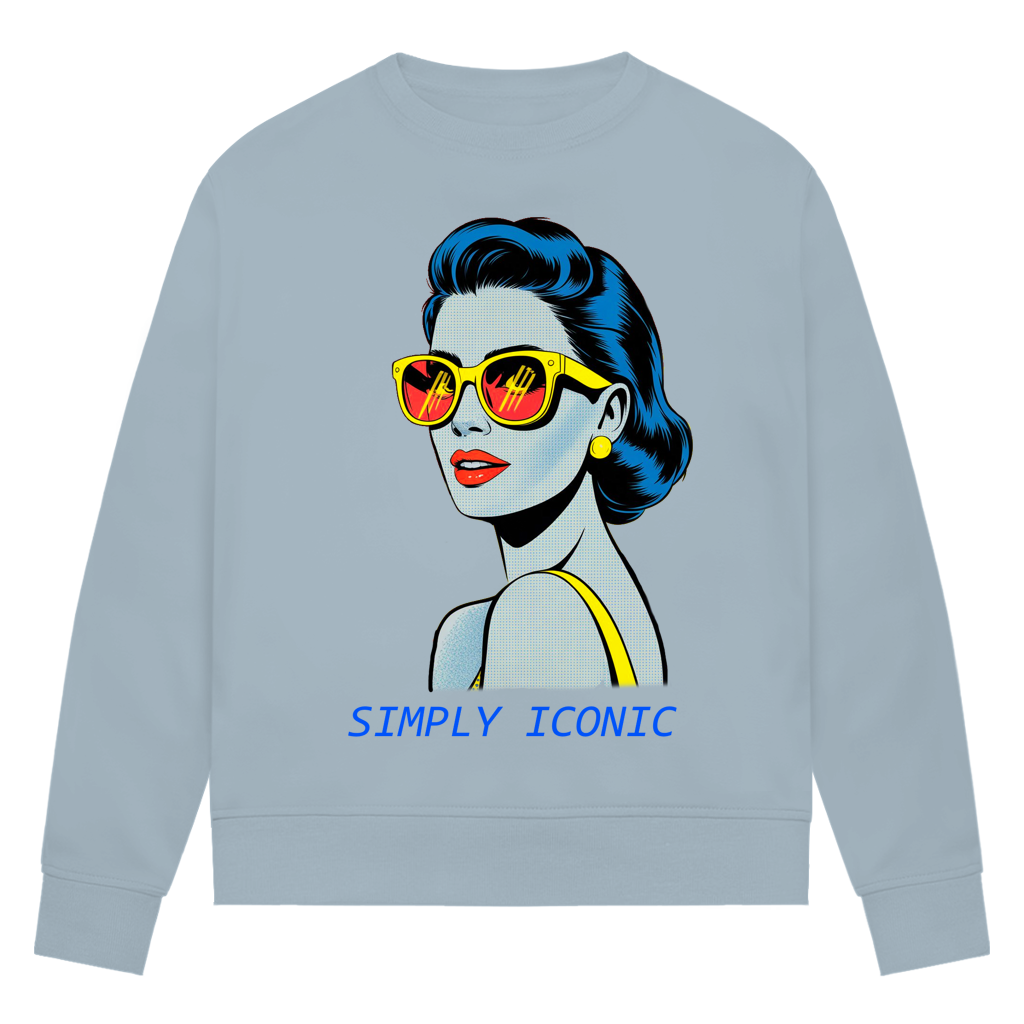 Damen Premium Bio Sweatshirt Frau mit Sonnenbrille