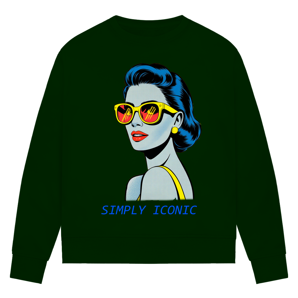 Damen Premium Bio Sweatshirt Frau mit Sonnenbrille