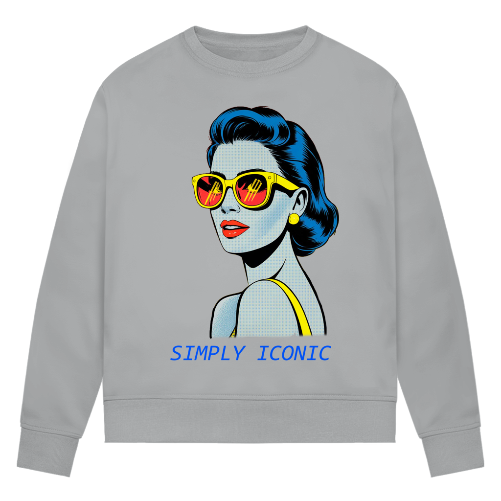 Damen Premium Bio Sweatshirt Frau mit Sonnenbrille