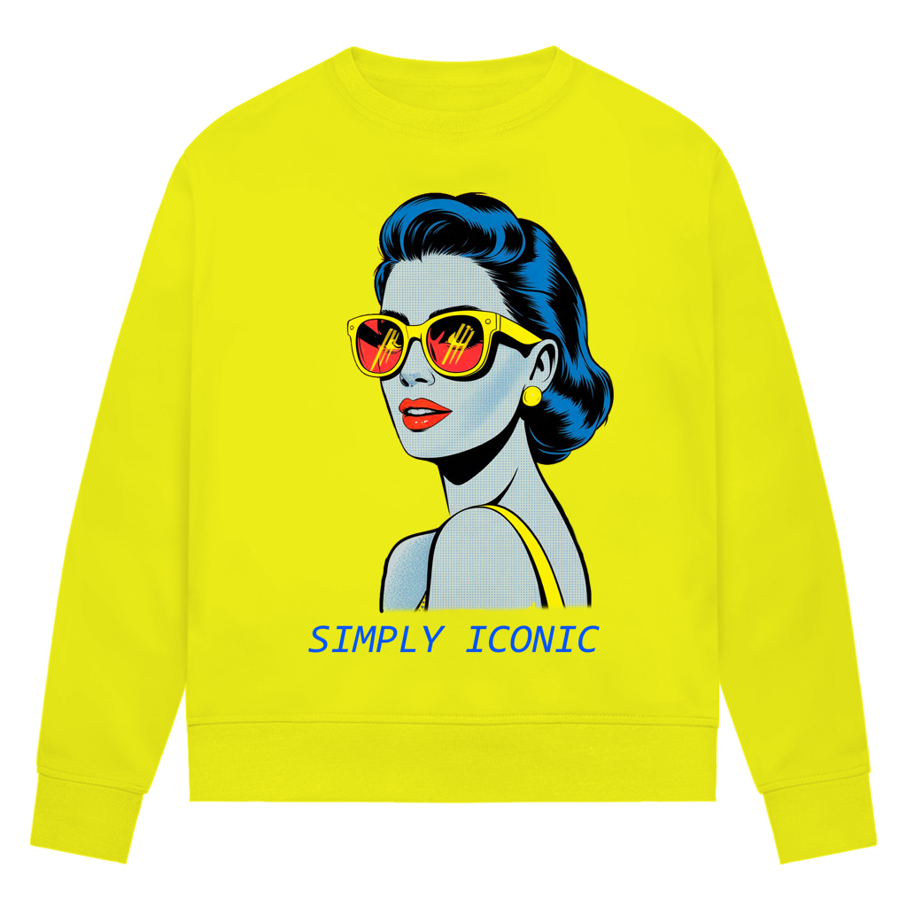 Damen Premium Bio Sweatshirt Frau mit Sonnenbrille