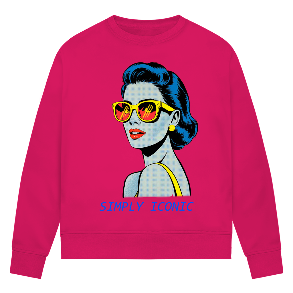 Damen Premium Bio Sweatshirt Frau mit Sonnenbrille