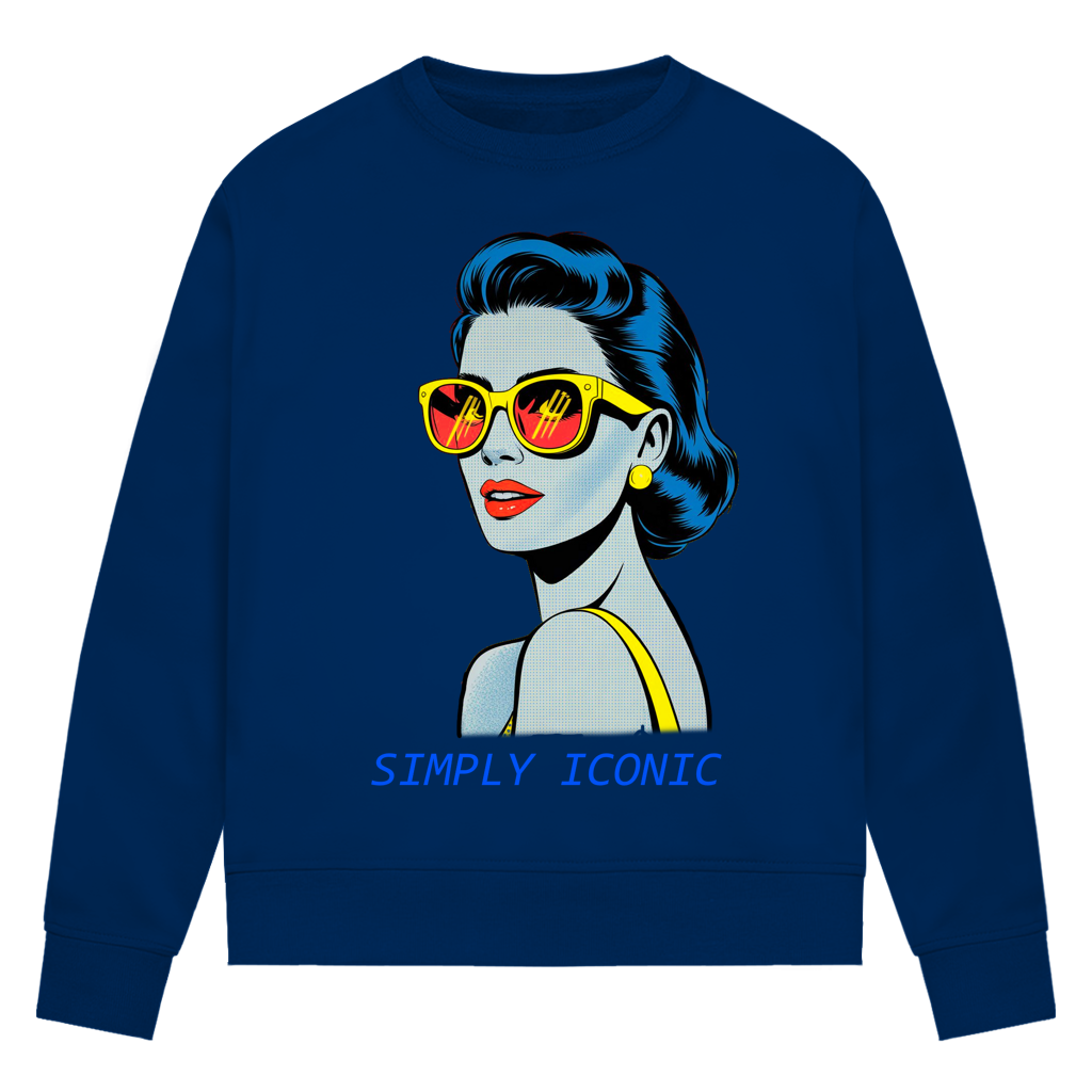 Damen Premium Bio Sweatshirt Frau mit Sonnenbrille