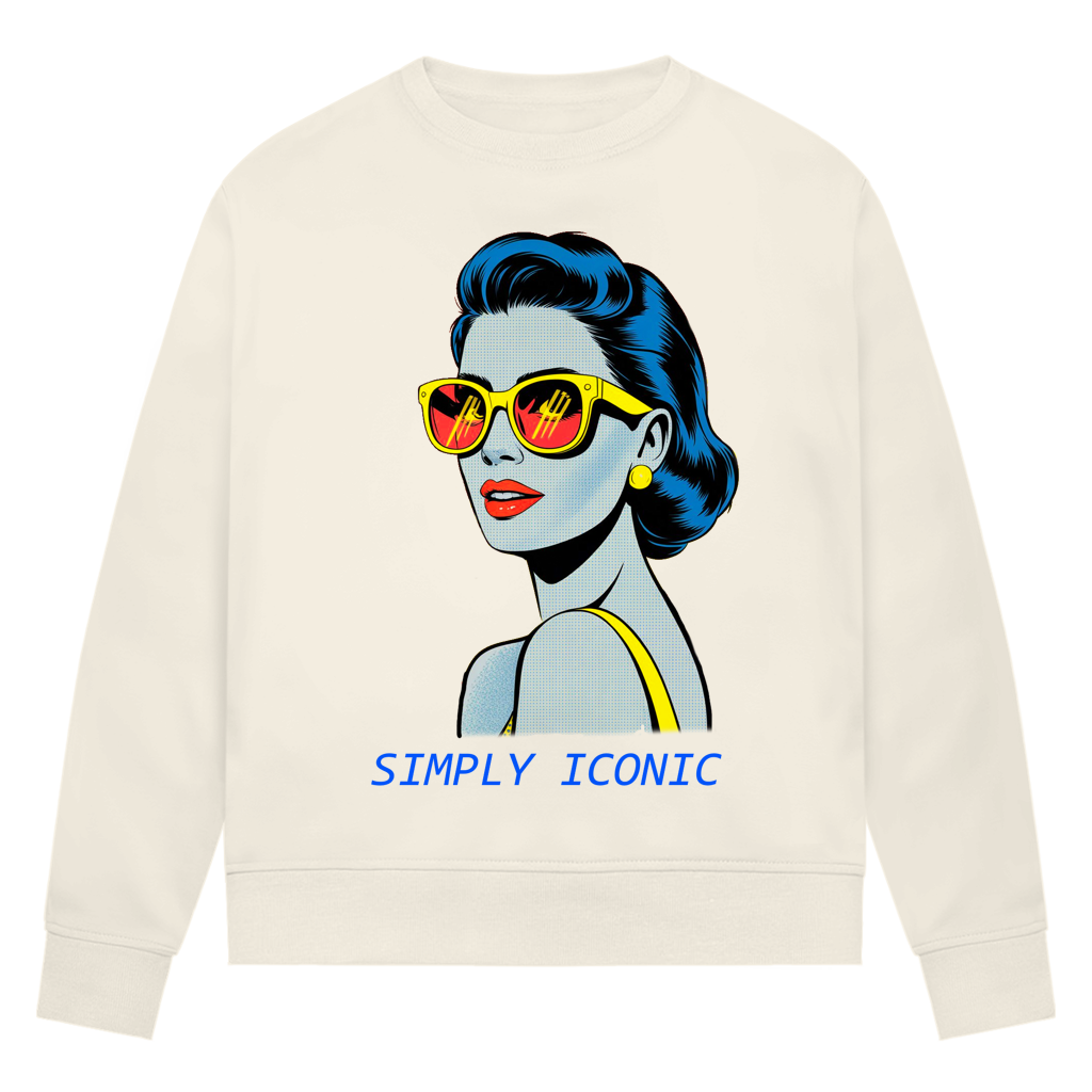Damen Premium Bio Sweatshirt Frau mit Sonnenbrille