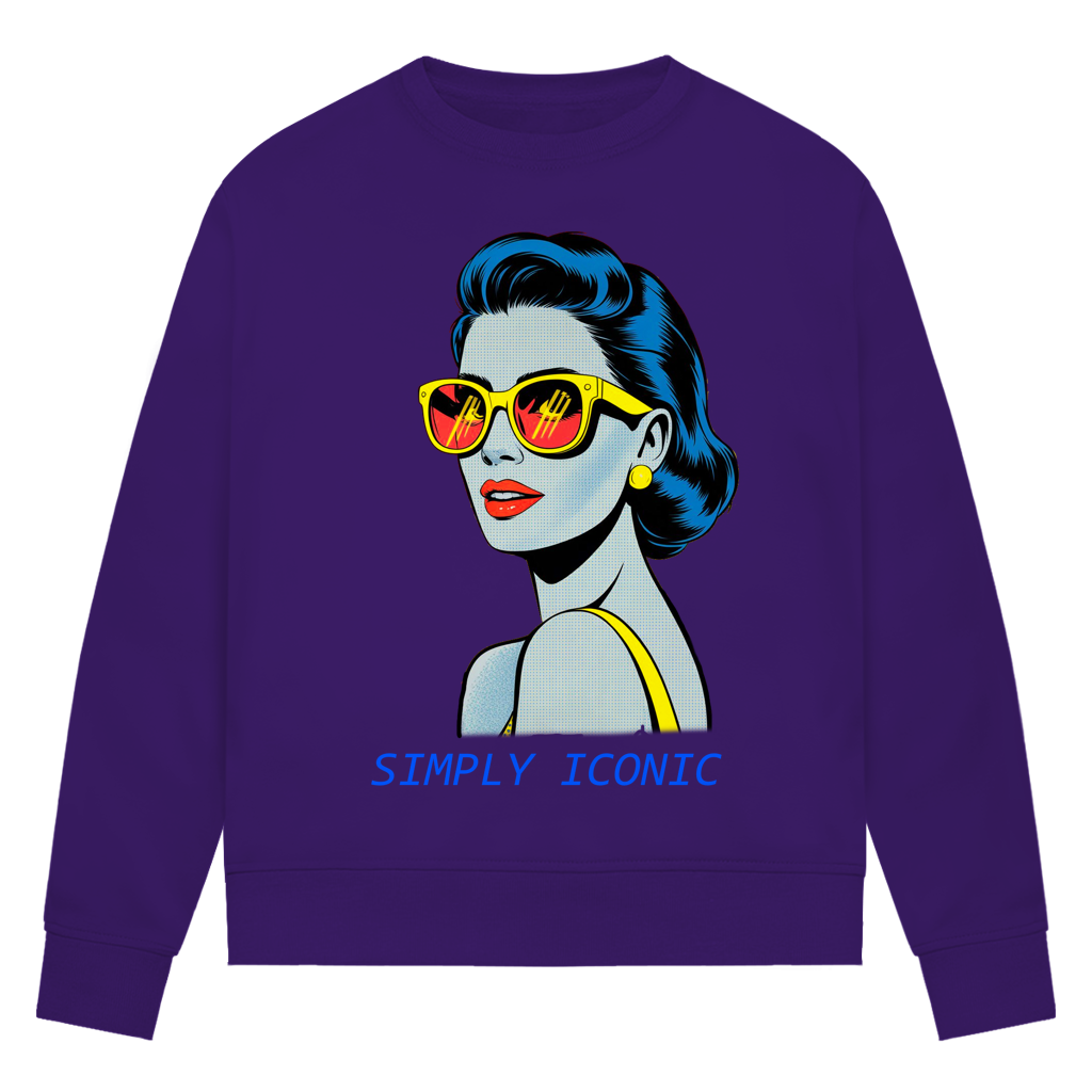 Damen Premium Bio Sweatshirt Frau mit Sonnenbrille