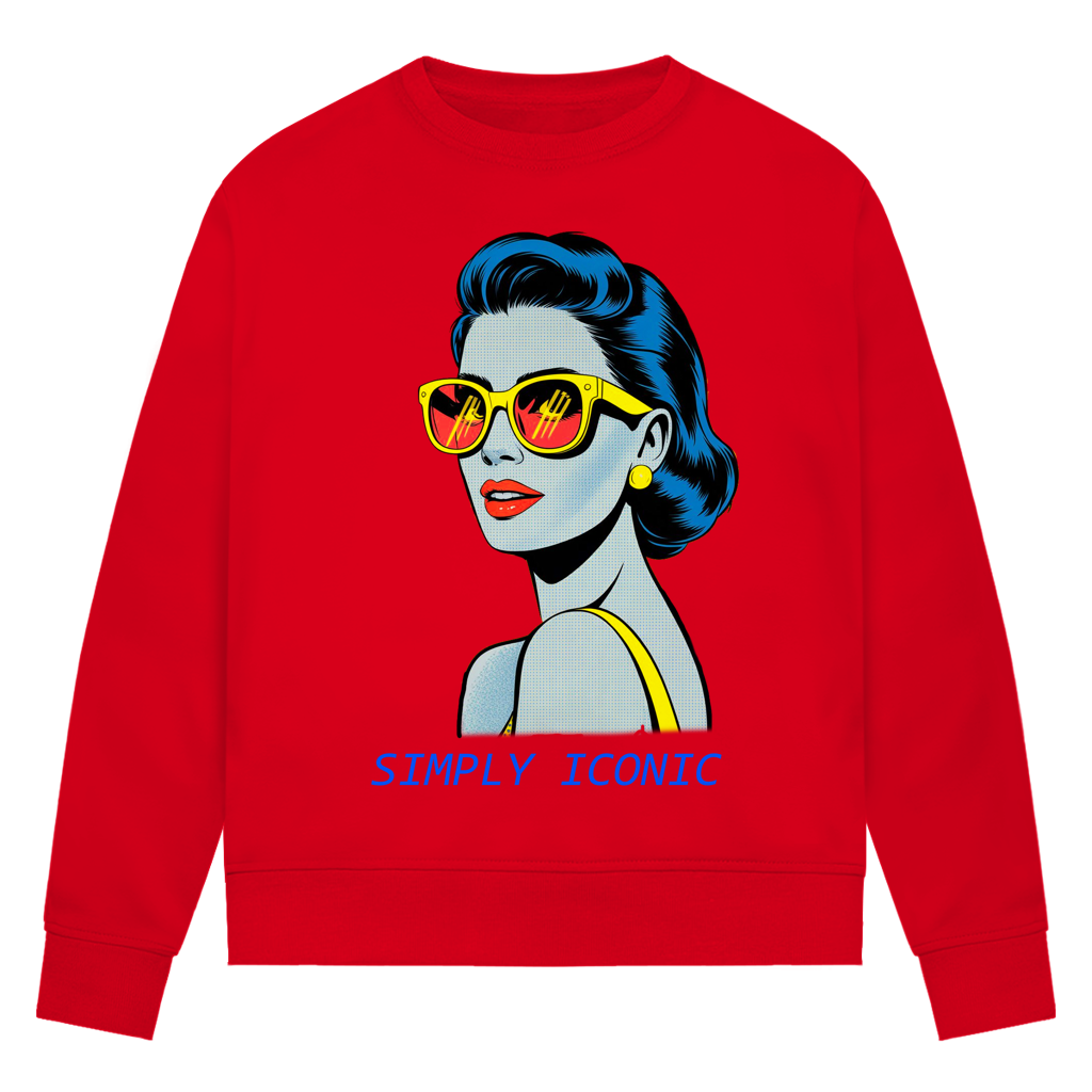 Damen Premium Bio Sweatshirt Frau mit Sonnenbrille