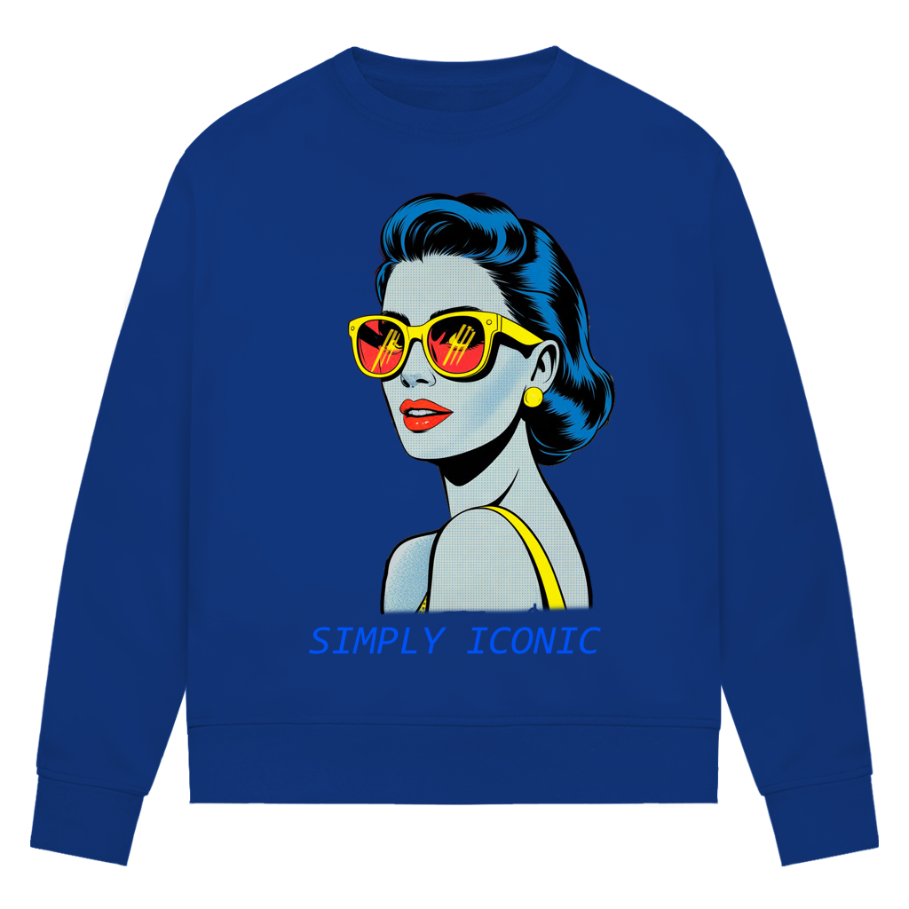 Damen Premium Bio Sweatshirt Frau mit Sonnenbrille
