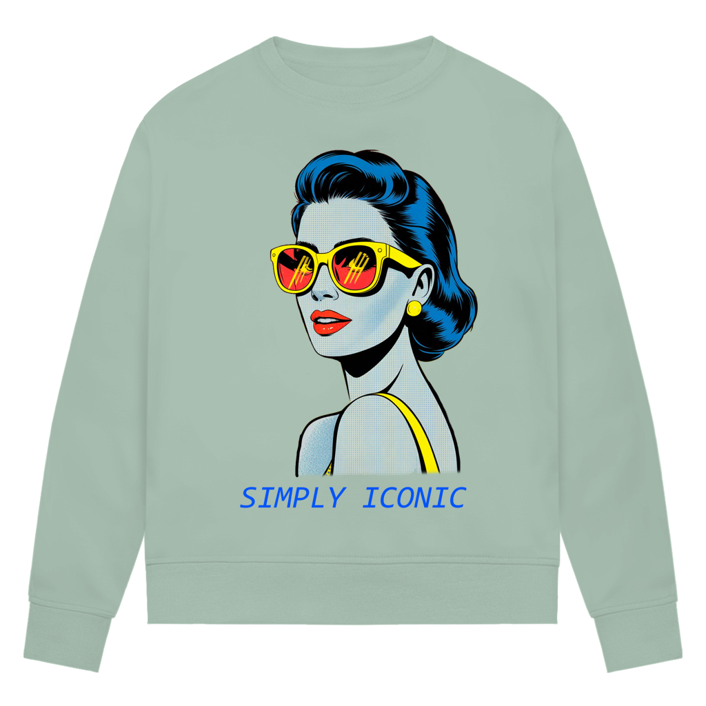 Damen Premium Bio Sweatshirt Frau mit Sonnenbrille